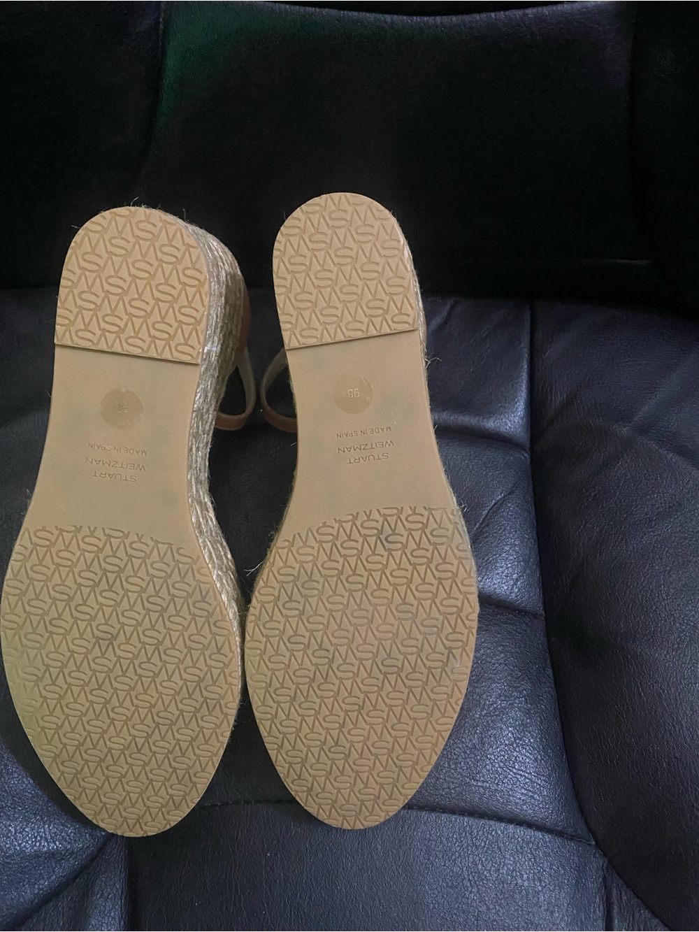 Stuart Weitzman Tan Leather Wedge Sandals with Ankle Strap - Picture 3 of 4